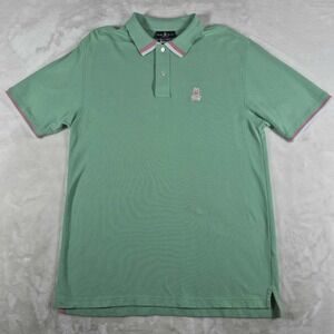 Psycho Bunny Polo Shirt Men's Size 8 XXL Green Pima Cotton Short Sleeve Golf